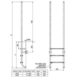 ESCALERA ELEGANCE 2 PELDAÑOS IPE+INOX + 1 SEGURIDAD AISI 316. 45900