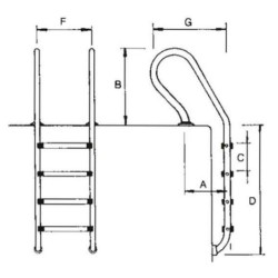 Escalera modelo Mixto - 4 peldaños Astralpool