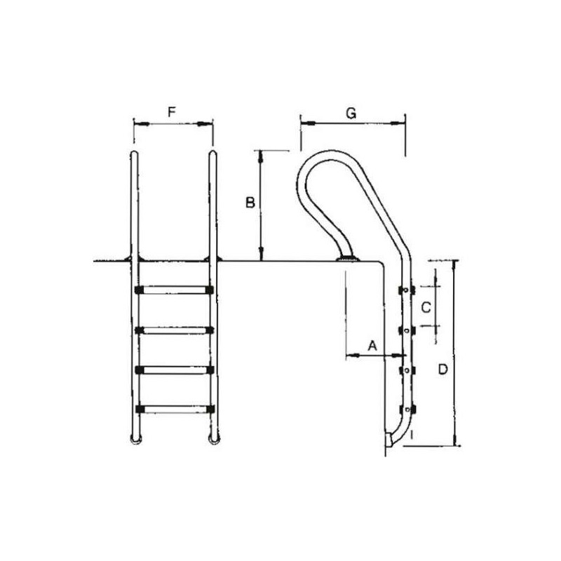 Escalera modelo Mixto - 4 peldaños Astralpool