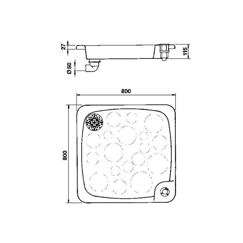 PLATO DUCHA 80X80 ANCLAJE D. 43. 00103