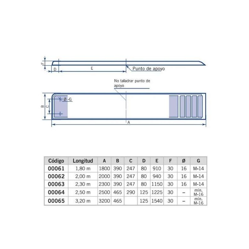 PLATAFORMA PFV ANCHO 0,40 M LONGITUD 2,3 M. 00063