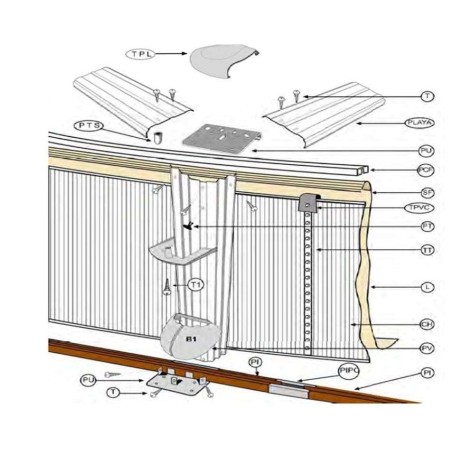 Perfil inferior de sujeción chapa para piscina D.460 Gre. PC4601420WP