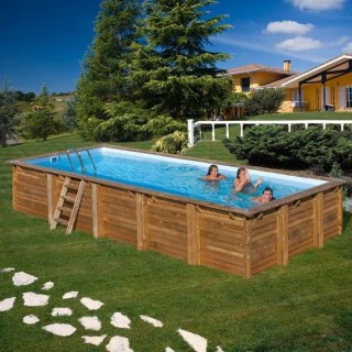 Piscina elevada de madera rectangular Braga 800x400x146 cm Gre. 790095
