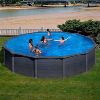 Piscina elevada GRANADA aspecto grafito Ø 460 x 132 cm Gre. KITPR458GF