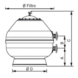 FILTRO VESUBIO 14000 l/h Ø 600 CON VÁLVULA LATERAL SAL 1 1/2". 15786