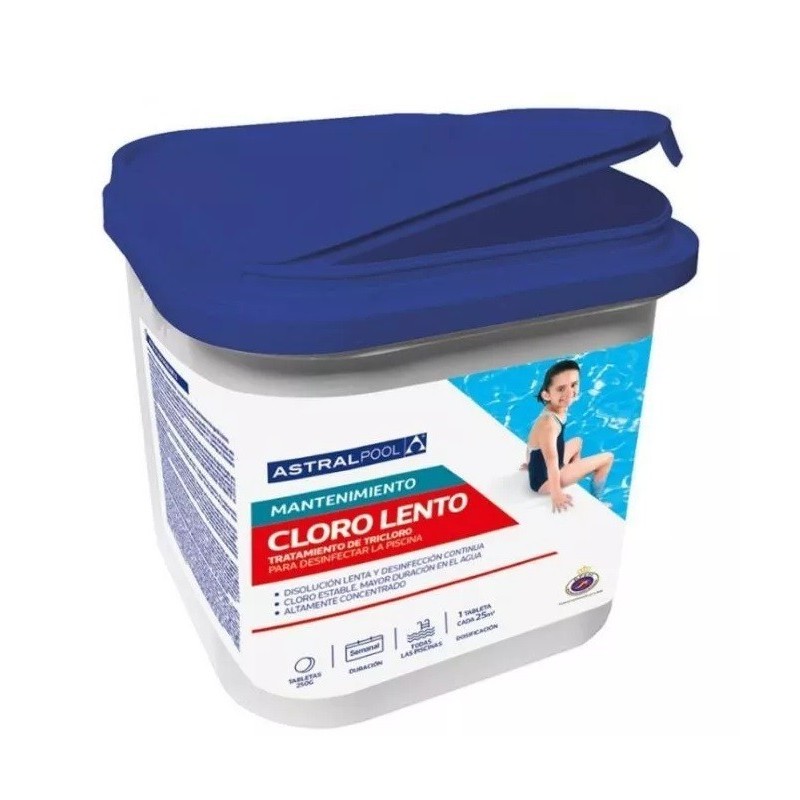 Cloro lento tab 250gr. sin bórico 25Kg. Astralpool. 75366